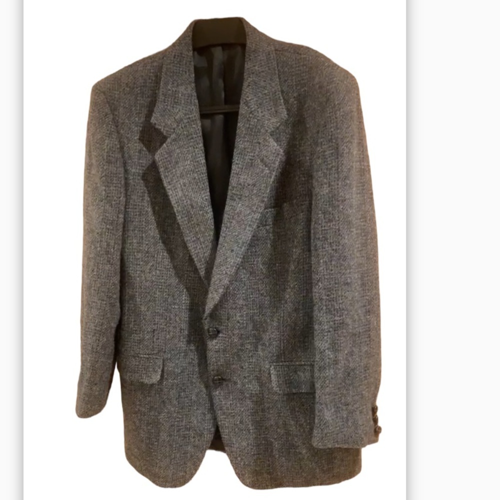 Harris Tweed 100% Wool Tweed Herringbone Grey Men’s Blazer Size 41
